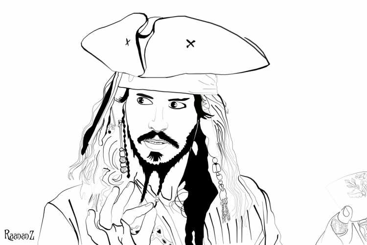 Раскраски пираты Карибского моря Джек Воробей