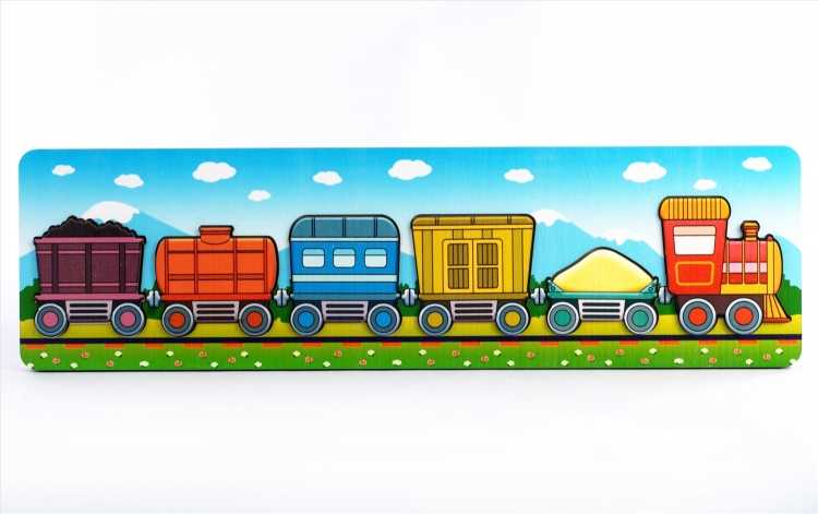 Пазл-рамка для малышей "паровозик с вагончиками" арт.7969