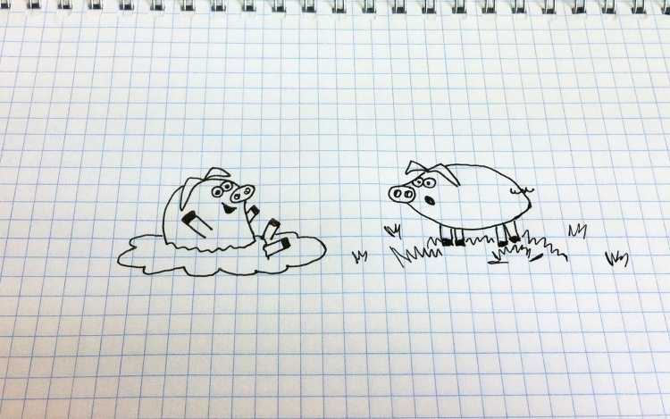 Наброски ручкой в тетради