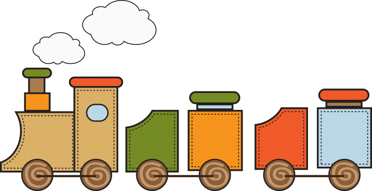 Паровозик с вагонами на белом фоне