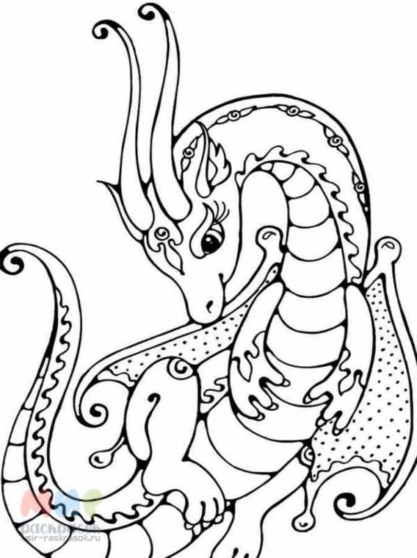 Дракон раскраска для детей