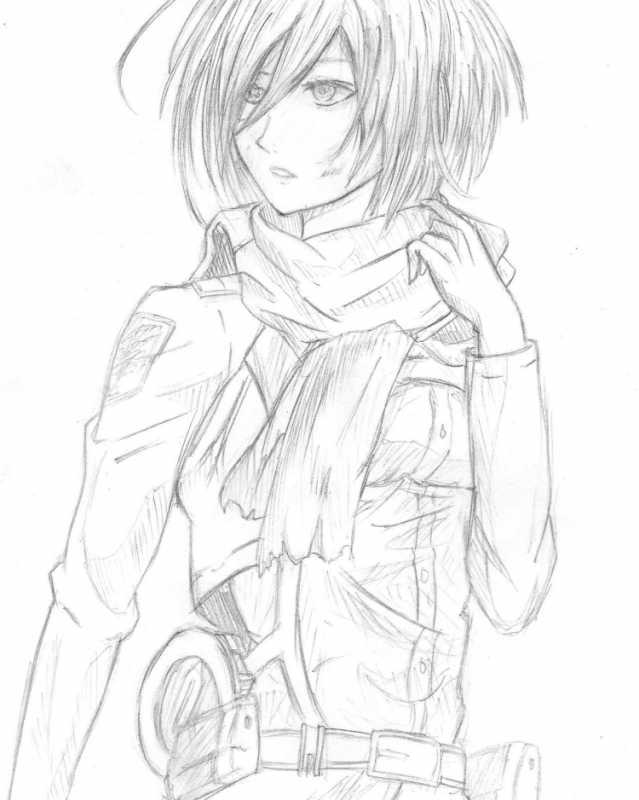 Микаса Аккерман для срисовки