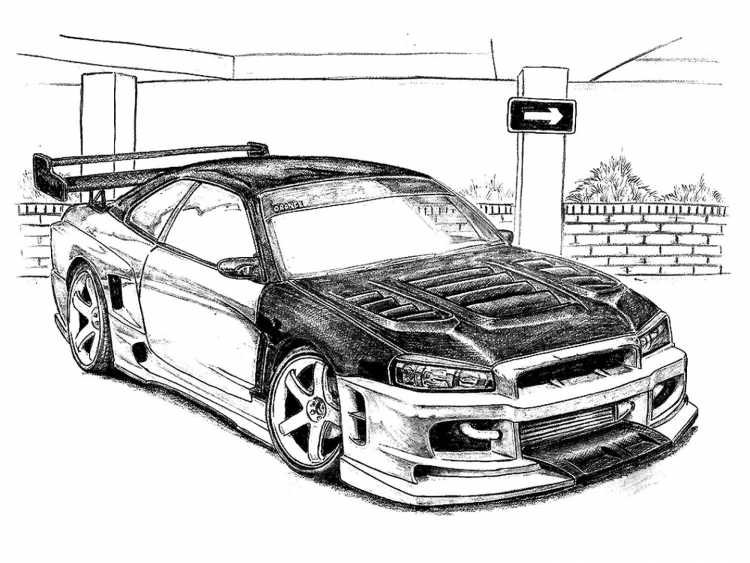 Nissan Skyline r32 раскраска