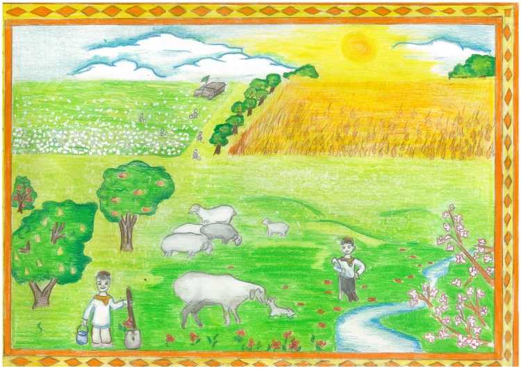 Пастбище детский рисунок