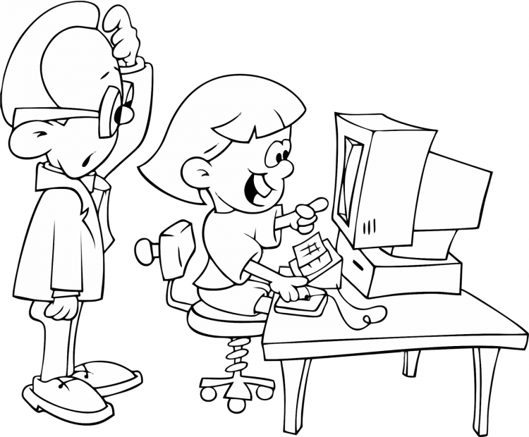 Мошенник за компьютером раскраска