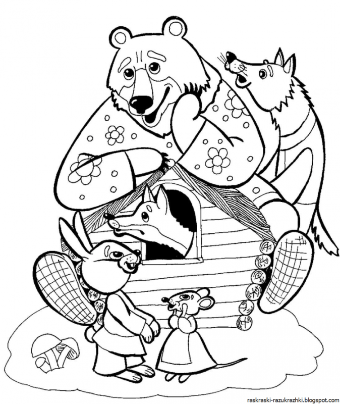 Раскраска Теремок для детей 4-5 лет