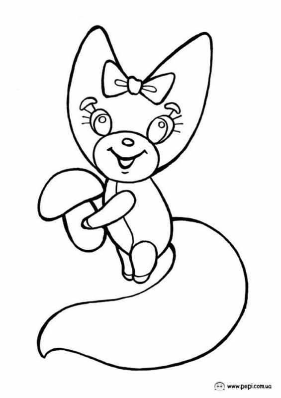 Лиса рисунок раскраска