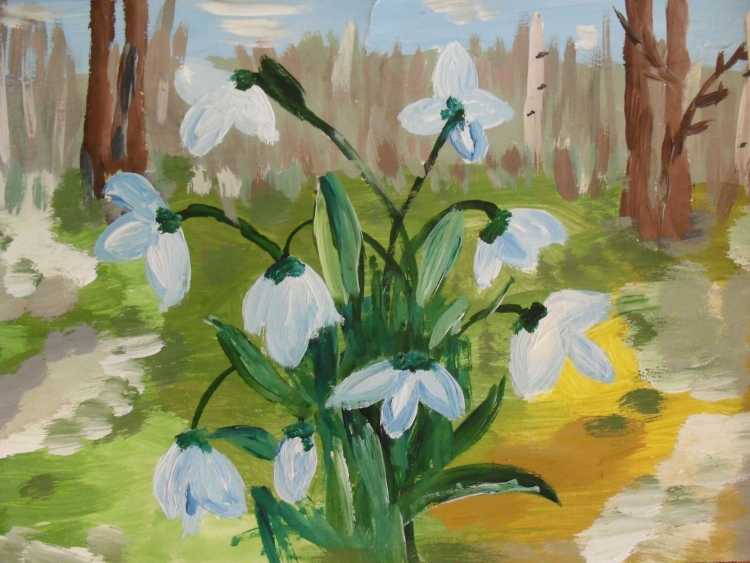 Рисование первоцветы