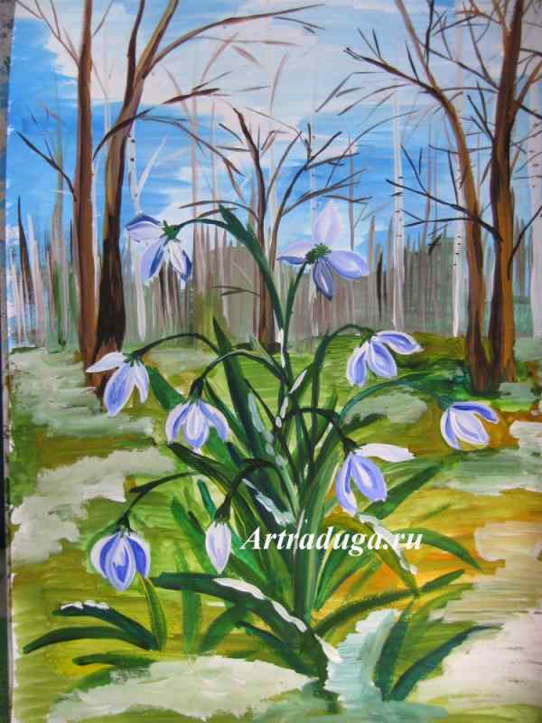 Подснежники картинки для детей поэтапно