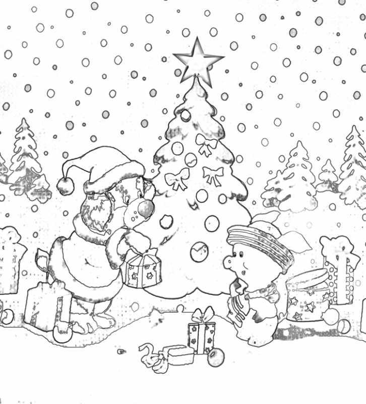 Новогодний праздник раскраска для детей