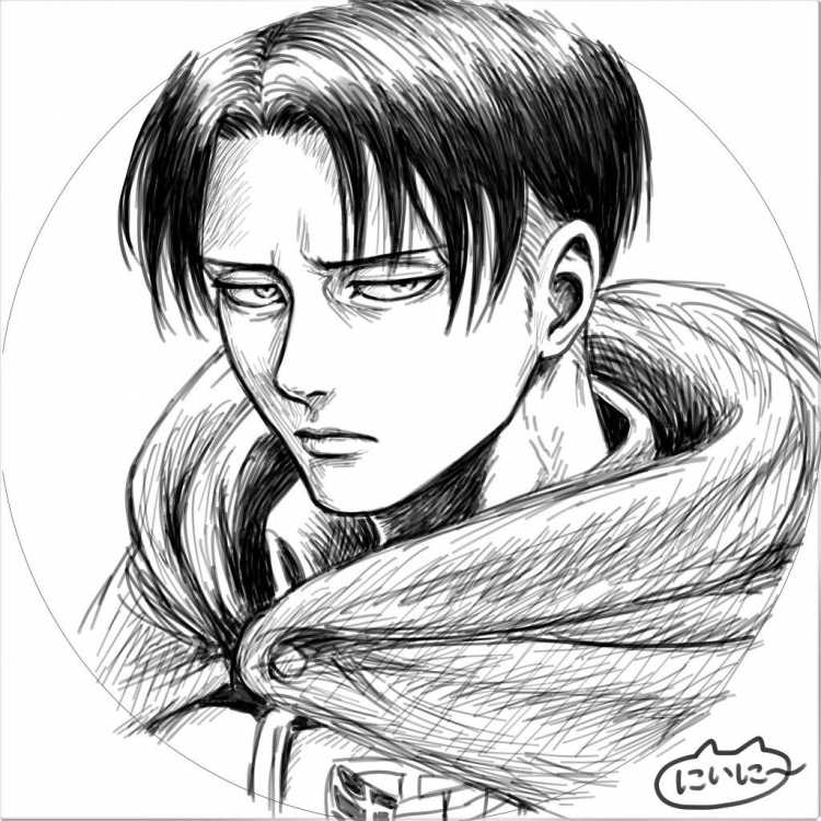 Леви Аккерман чёрно-белый