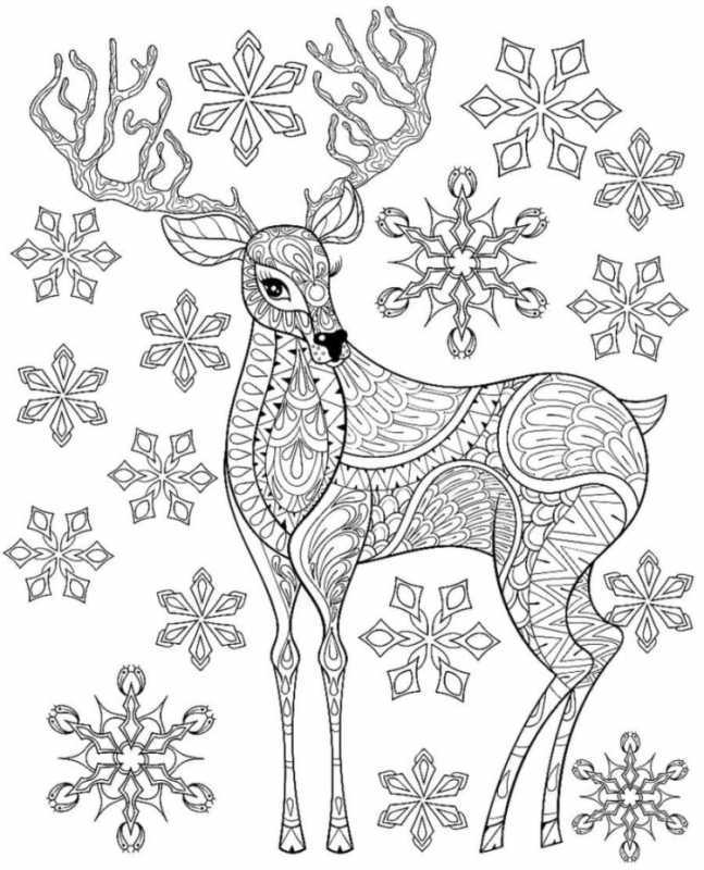 Новогодняя раскраска Олененок для детей