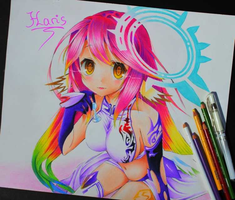 Аниме рисунки цветными карандашами