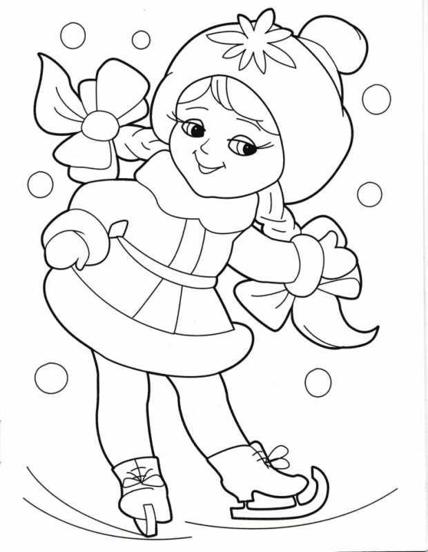 Разукрашки для девочек зимние