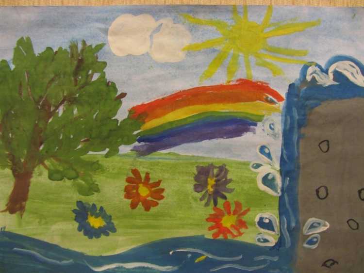 Детский рисунок природы красками