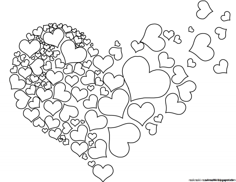 Сердечко с цветами раскраска