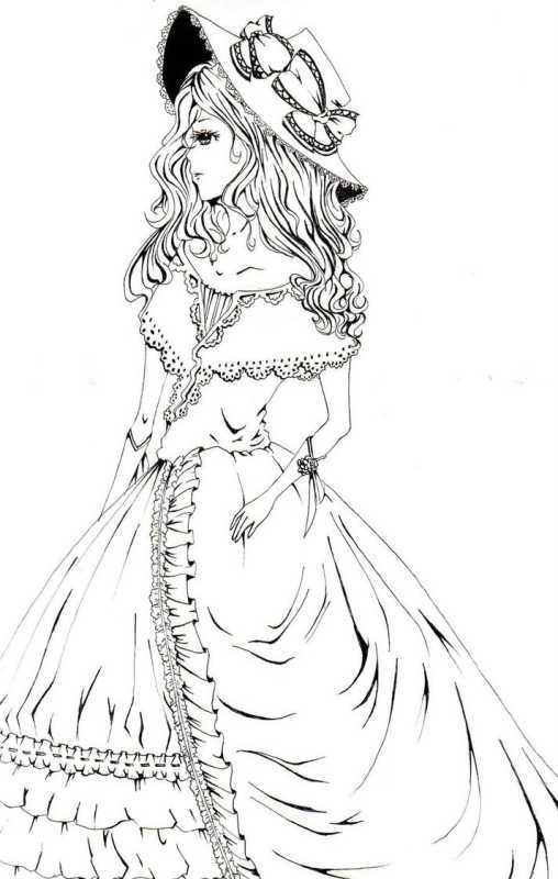 Аниме скетч Викторианские платья