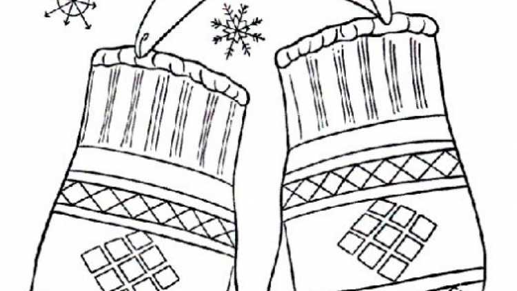 Варежка со снежинкой раскраска