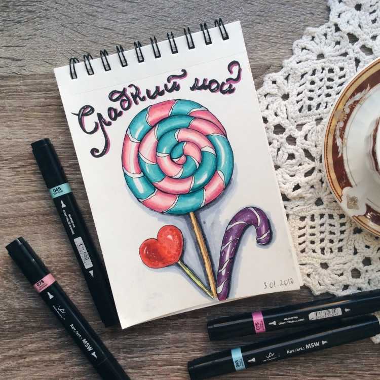 Яркие скетчи маркерами