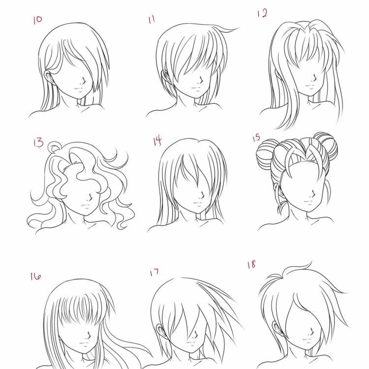 Аниме женские прически для рисования