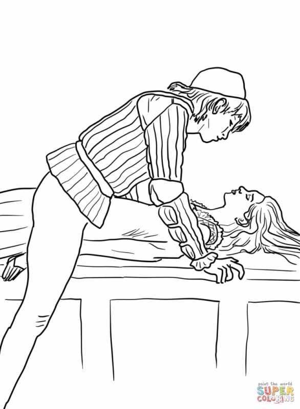 Расскраска "Ромео и Джульетта".