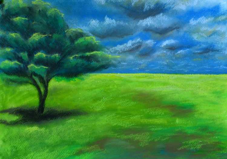 Летний пейзаж гуашью