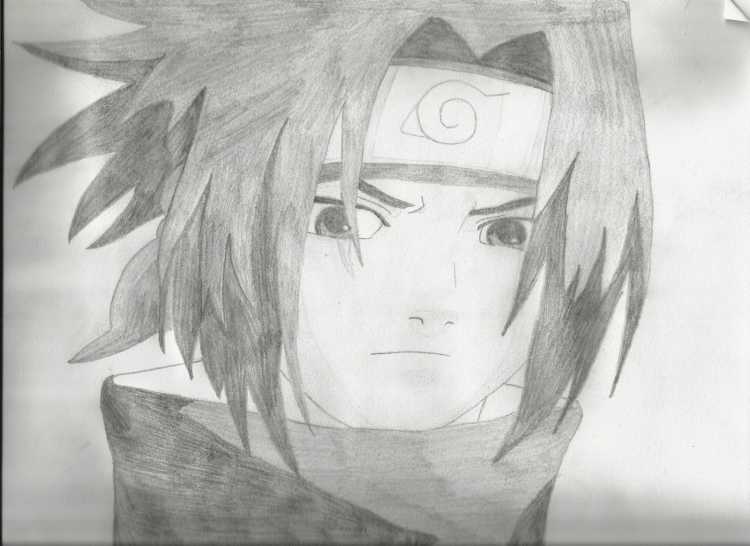 Аниме карандашом Саске