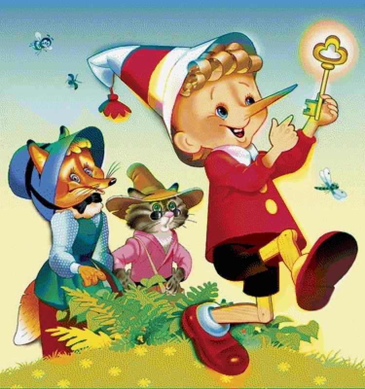 Буратино карандашом за партой