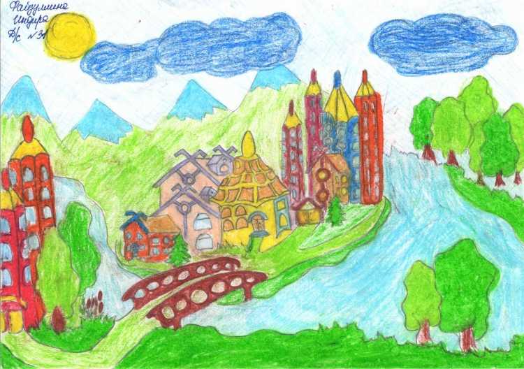 Город будущего рисунок