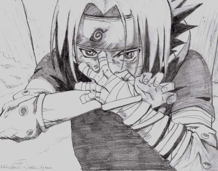 Саске черной ручкой