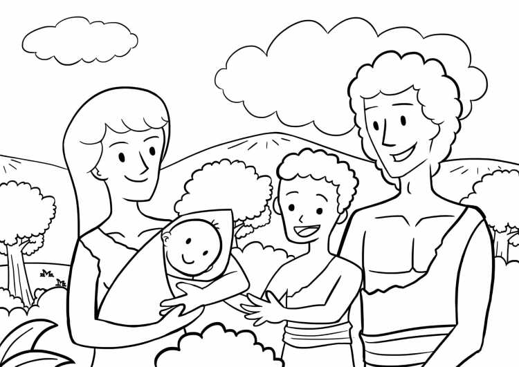 Контуры семьи для раскрашивания