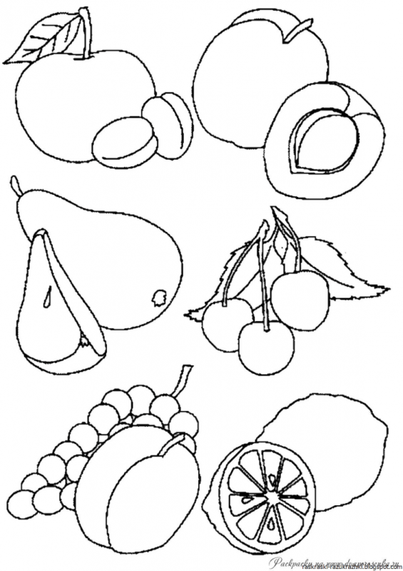 Фрукты. Раскраска для малышей