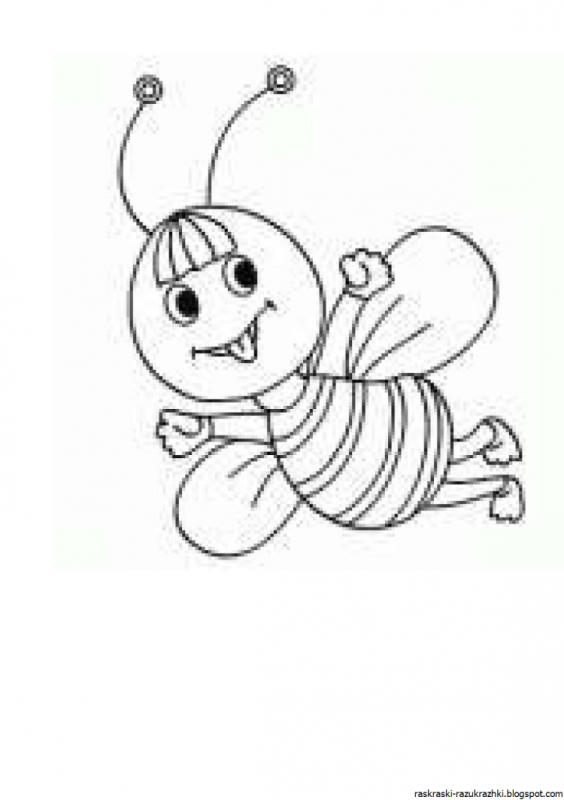 Раскраска пчела на цветке