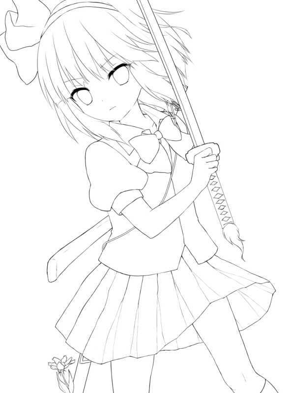 Раскраска девочка аниме в полный рост