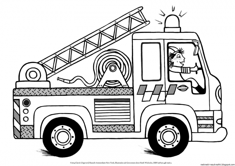 Пожарная машина раскраска для детей