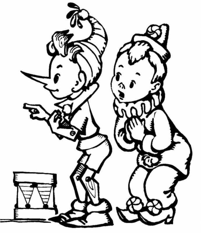 Буратино и карабас барабас раскраска