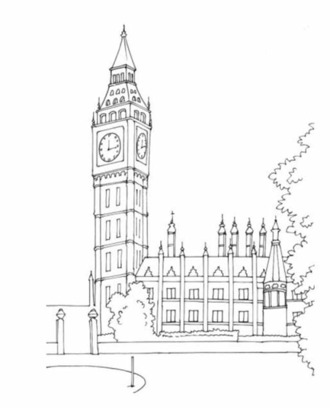 Великобритания Биг Бен рисунок