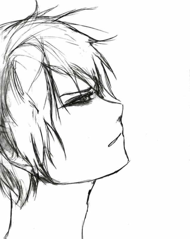 Аниме в толстовке карандашом