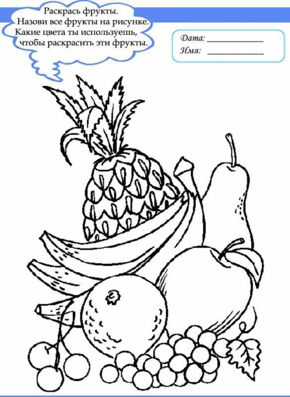 Корзина с фруктами раскраска