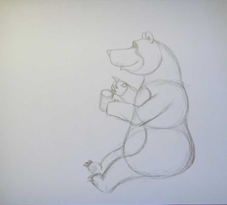 Сидячий медведь рисунок