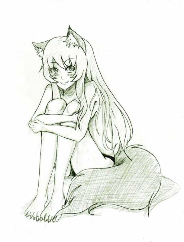 Девочка лиса рисунок карандашом