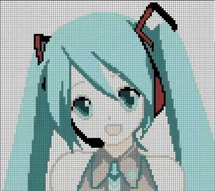 Рисунки по клеточкам аниме