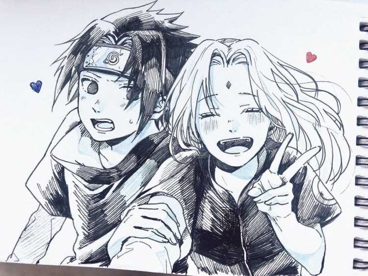 Саске и Сакура рисуночек