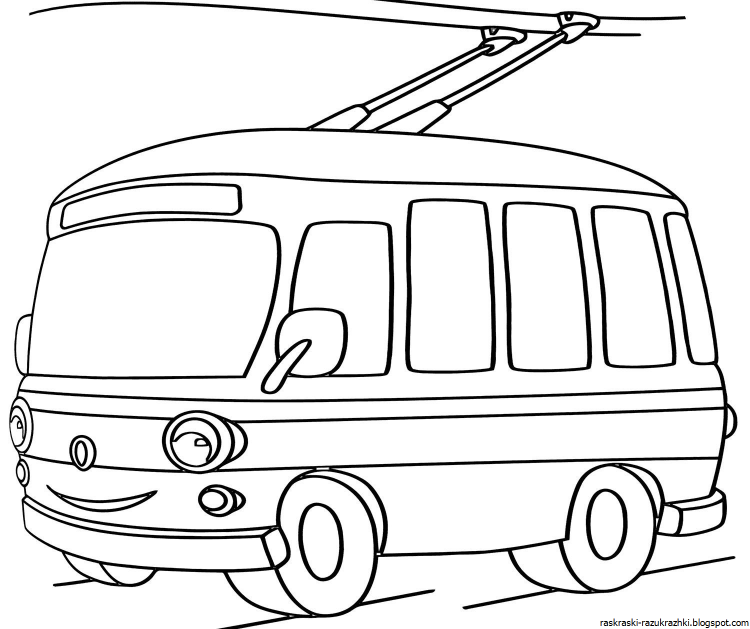 Раскраска автобус в городе