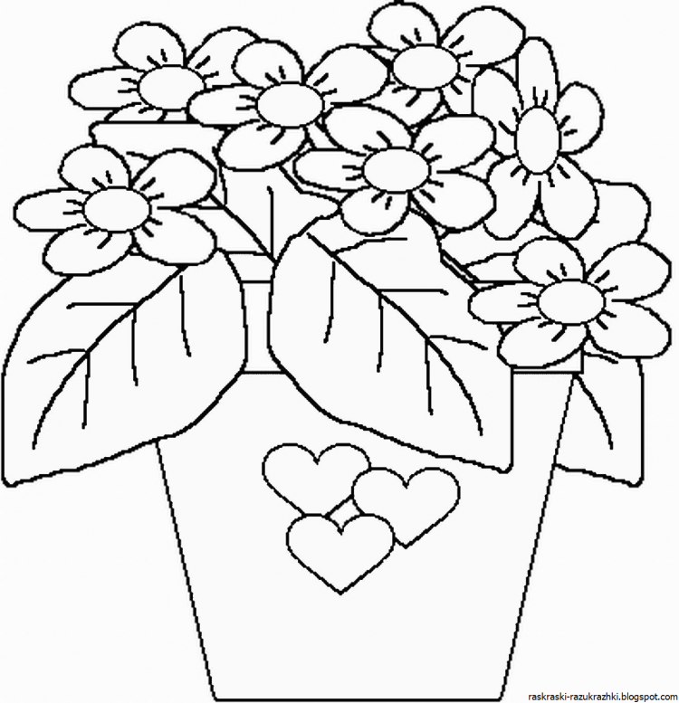 Ваза с розами раскраска