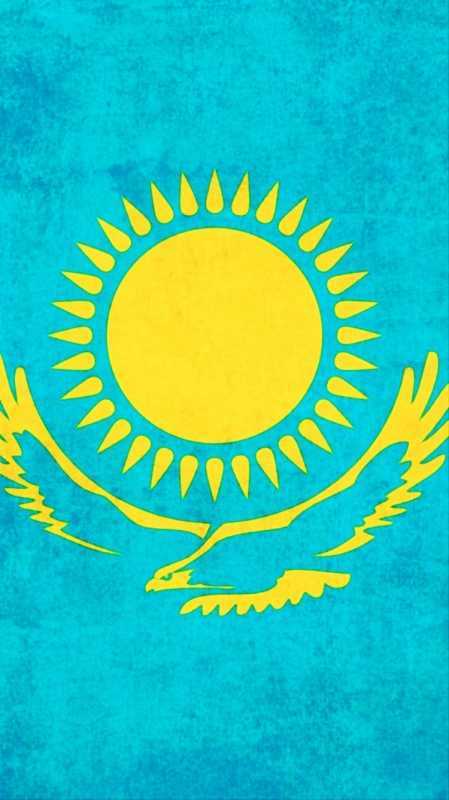 Карта Казахстана на флаге на белом фоне