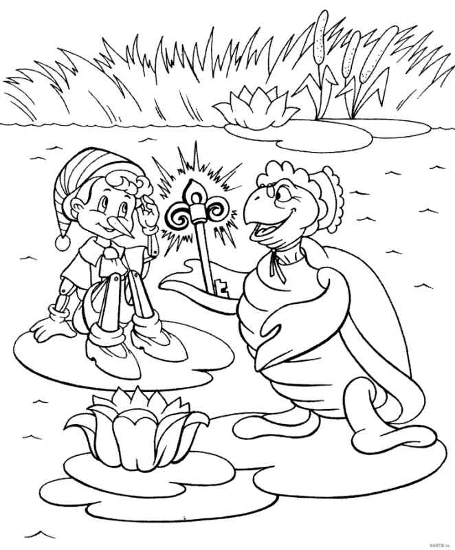Буратино и Пьеро раскраска