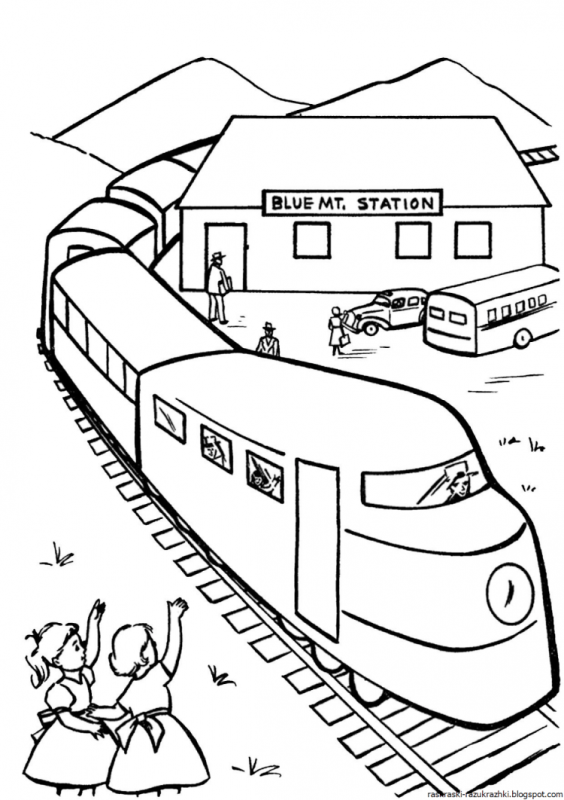 Железная дорога. Раскраска