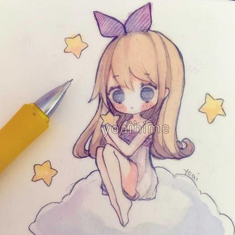 Милое аниме карандашом