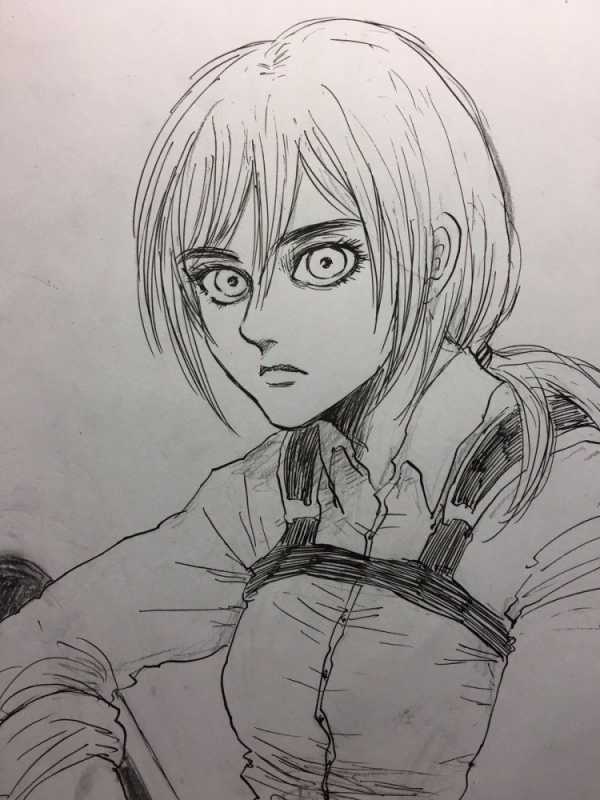 Рисовка аниме атака титанов